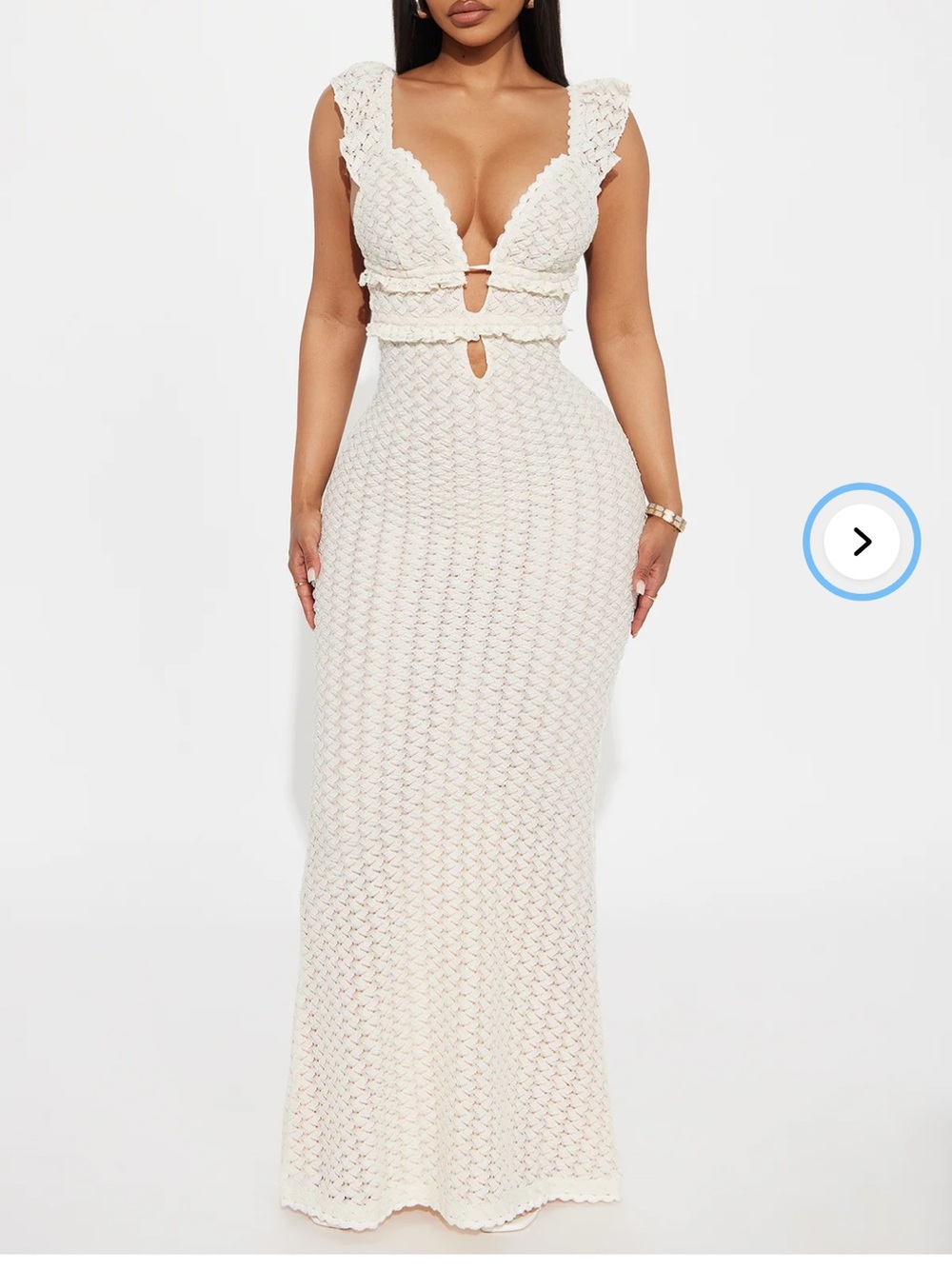 NWT Fashion Nova Paige Lace Backless Maxi Dress - Cream